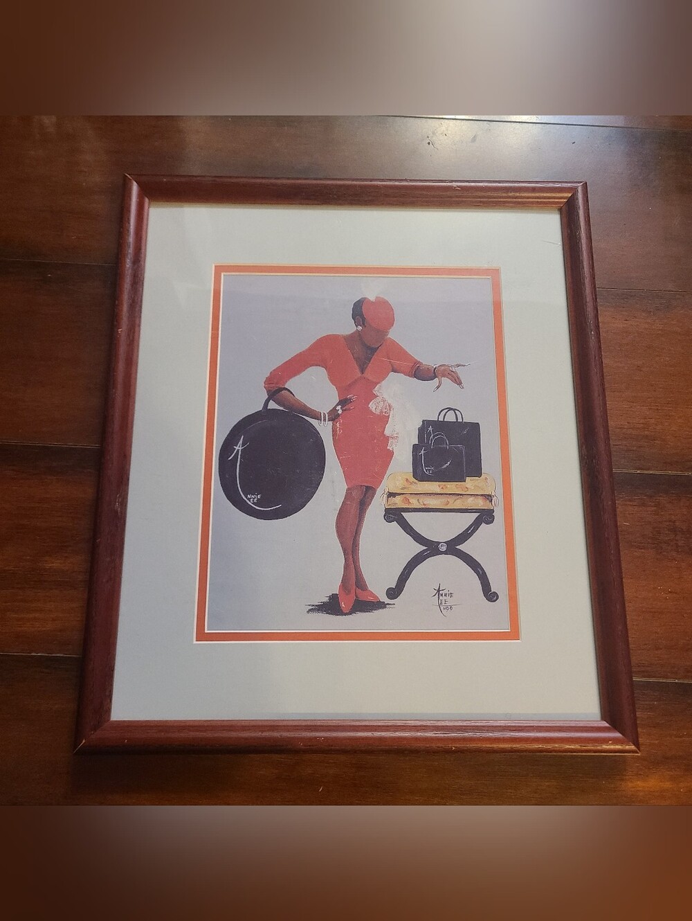 Annie Lee "Name Brand" Custom Framed Matted Print Black Art 13 x 16" Lithograph